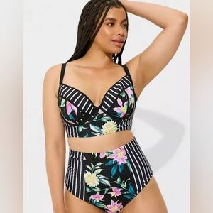 Torrid Black White Floral Swim Bottoms New 4X 26 28